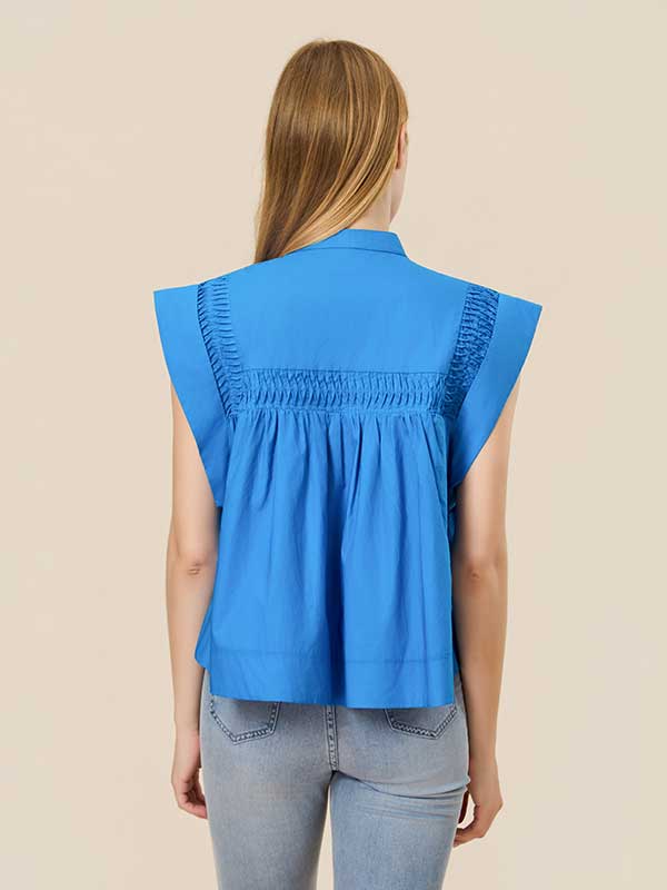 Crew Neck Buttons Solid Shirt