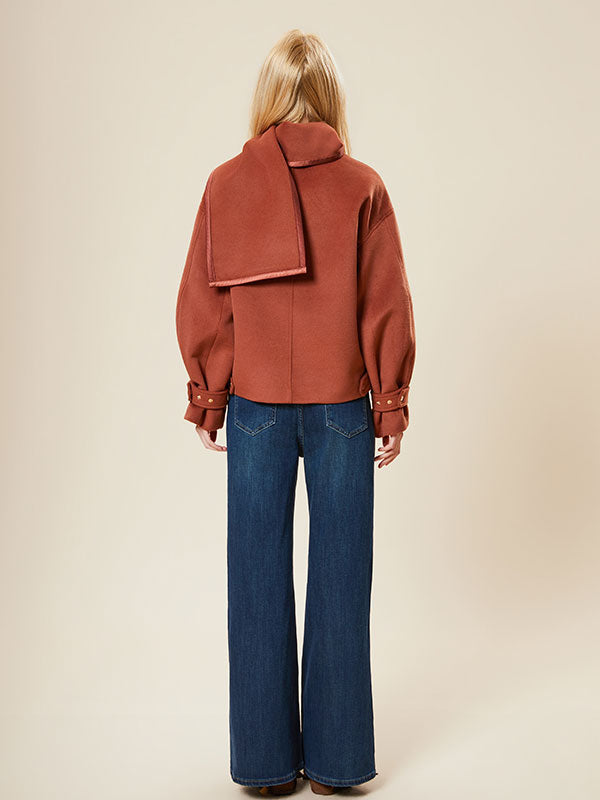 Creative Scarf Collar Single Breasted Jacket