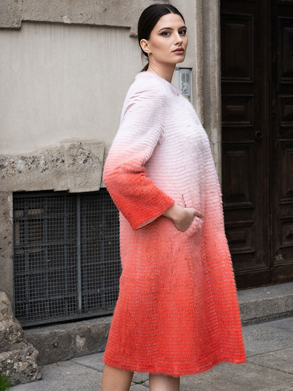 Scarf Collar Gradient Style Coat