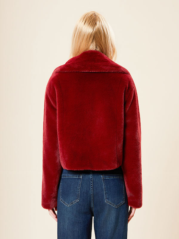 Lapel Doubel Breasted Solid Fur Coat