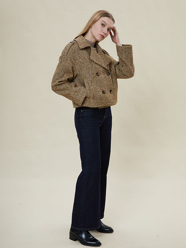 Notch Lapel Assorted Colors Doubel Breasted Jacket