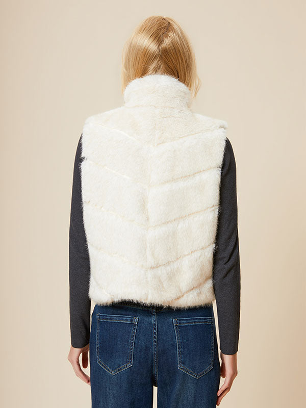 Deconstruction Band Patchwork Fur Vest