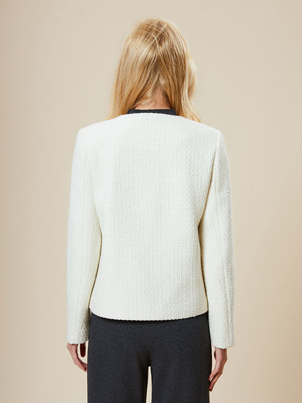 Round Neck Bow Patchwork Elegant Jacket