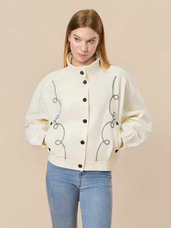 Geometric Mock Collar Jacket