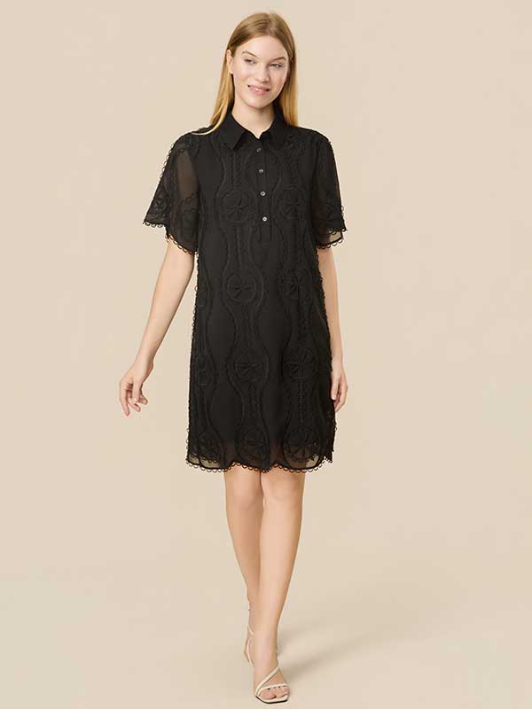 Scalloped Hem Patchwork Midi Dress