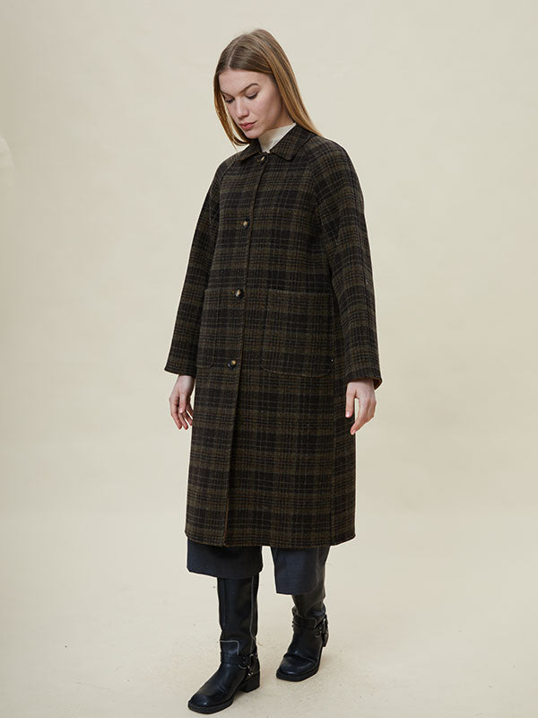 Vintage Single Brested Checkered Coat