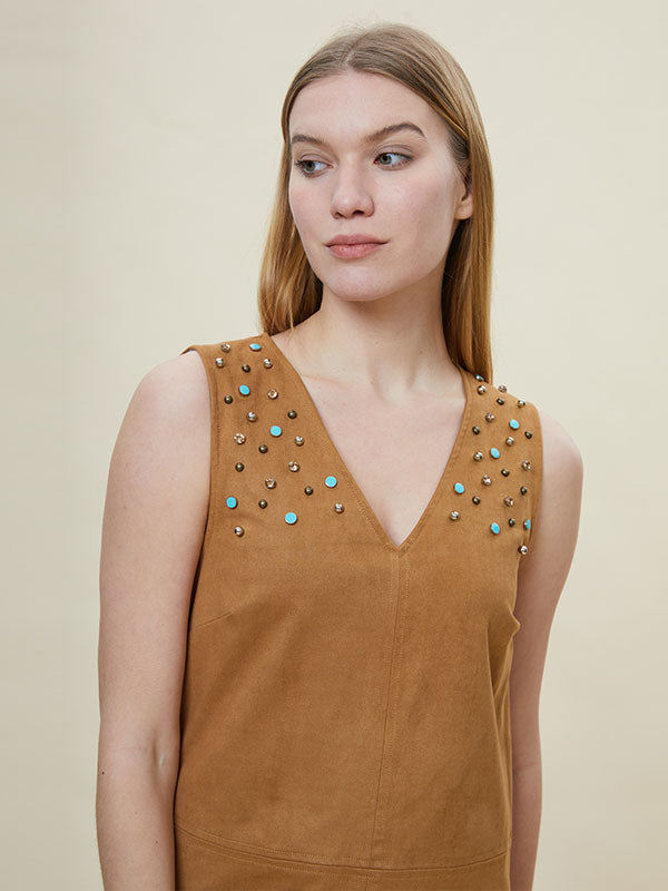 V Neck Beading Sequins Mini Dress