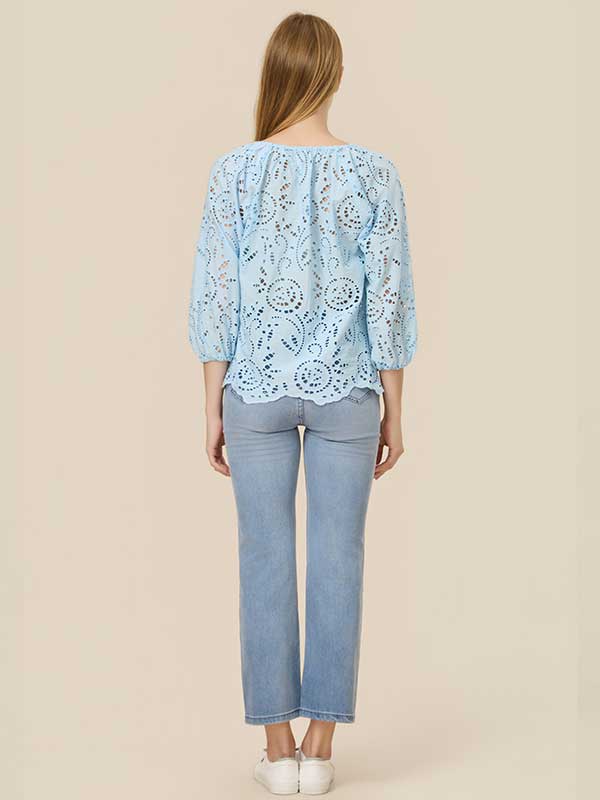 Hollow Out Asymmetric Hem Blouse