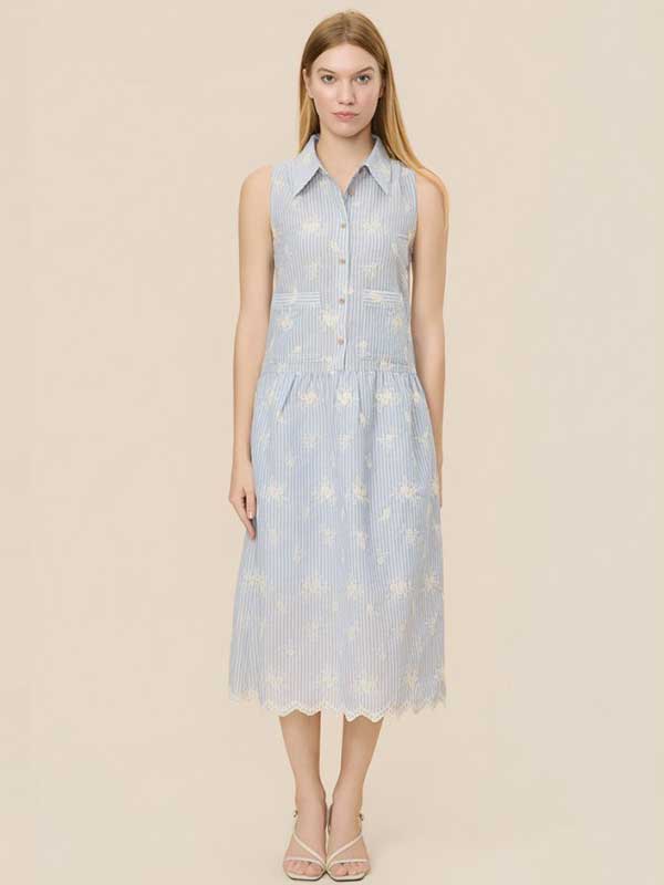 Striped Patch Pocket Maxi Dress