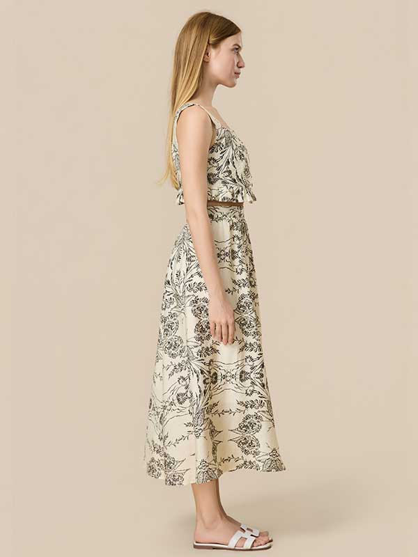 Floral Printed Square Neck Outfit Sets