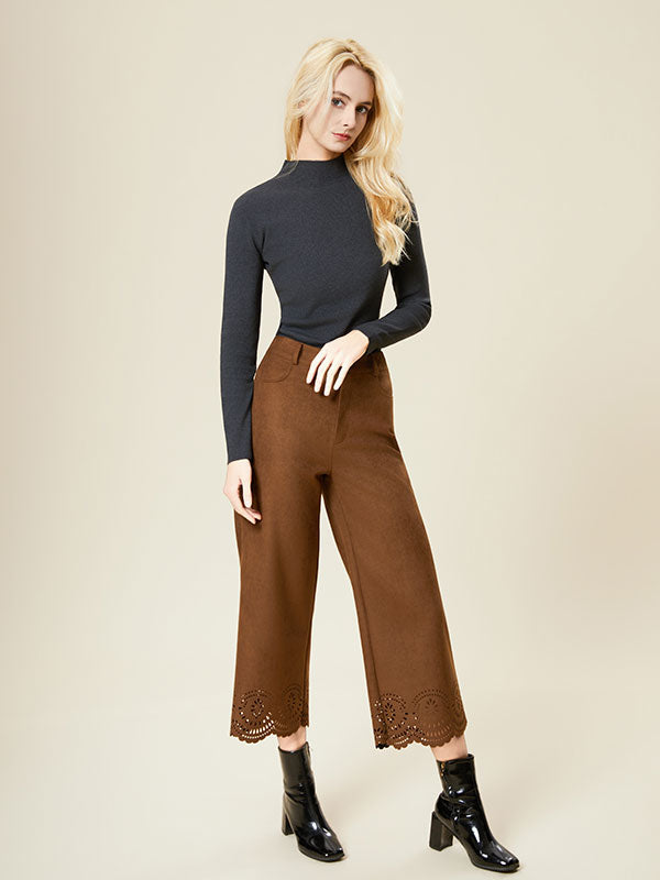 Hollow Out Patch Pocket Solid Pants