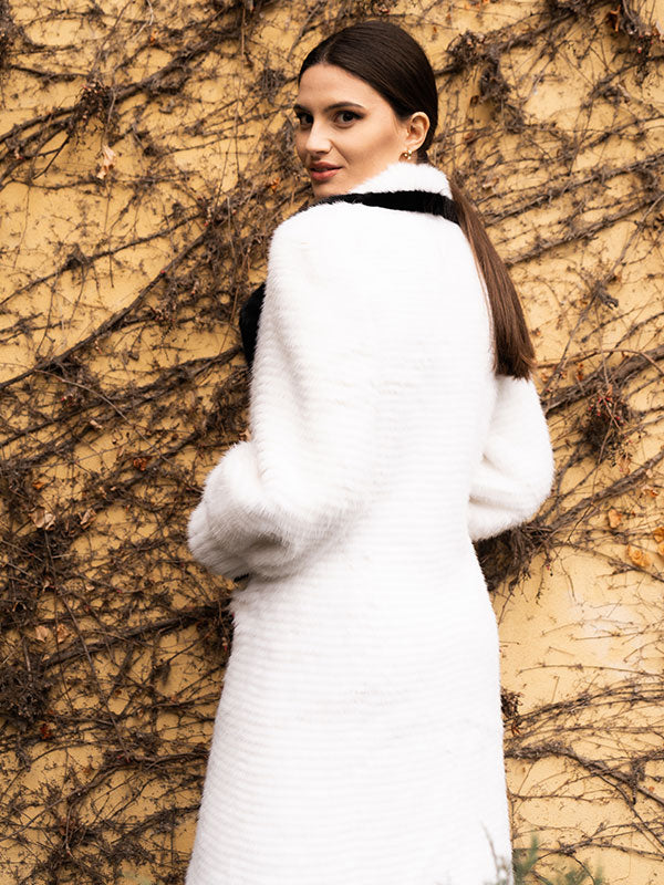 Contrast Trim Patchwork Design Coat