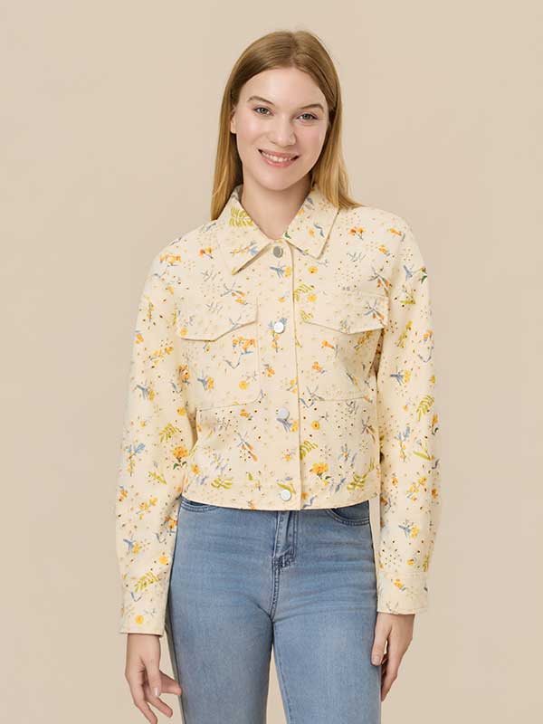 Floral Printed Patch Pocket Jacket