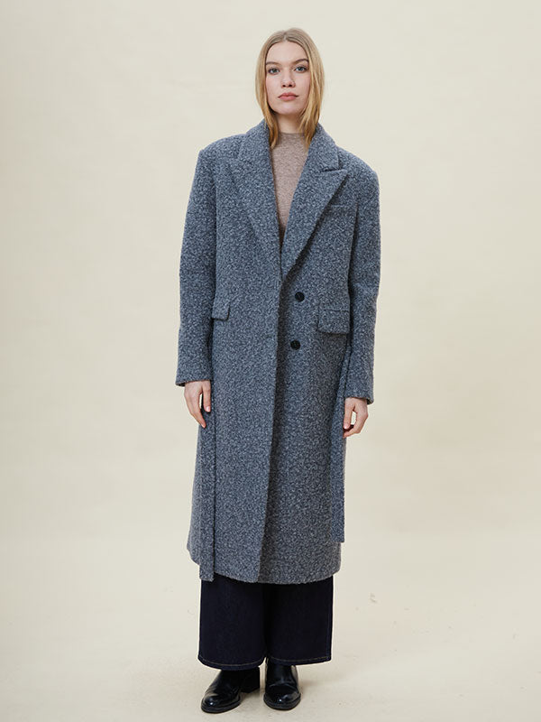 Notch Laepl Belt Slit Flap Pocket Coat