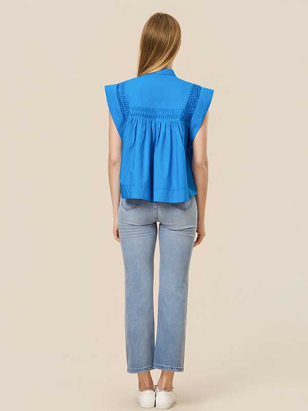 Crew Neck Buttons Solid Shirt