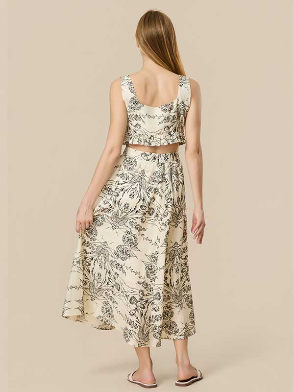 Floral Printed Square Neck Outfit Sets