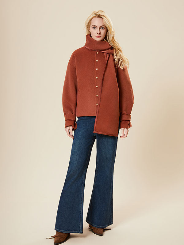 Creative Scarf Collar Single Breasted Jacket