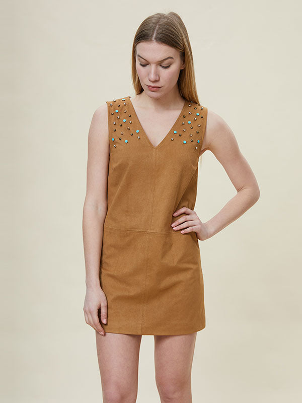 V Neck Beading Sequins Mini Dress