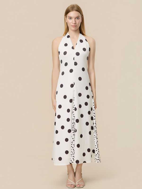 Halter Polka Dot Maxi Dress