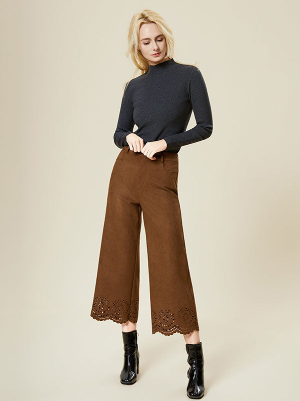 Hollow Out Patch Pocket Solid Pants