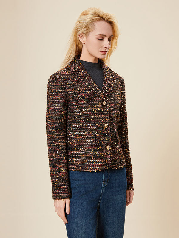 Notch Lapel Tweed Assorted Colors Jacket