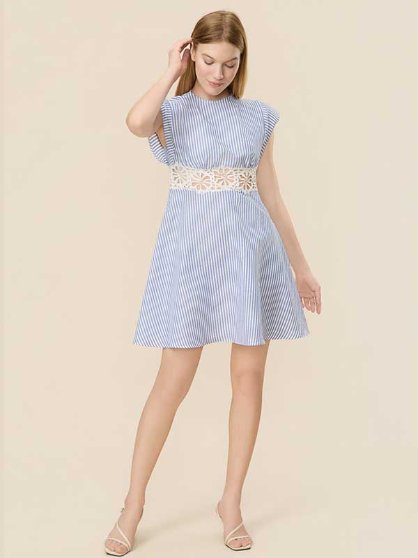 Striped Hollow Out Mini Dress