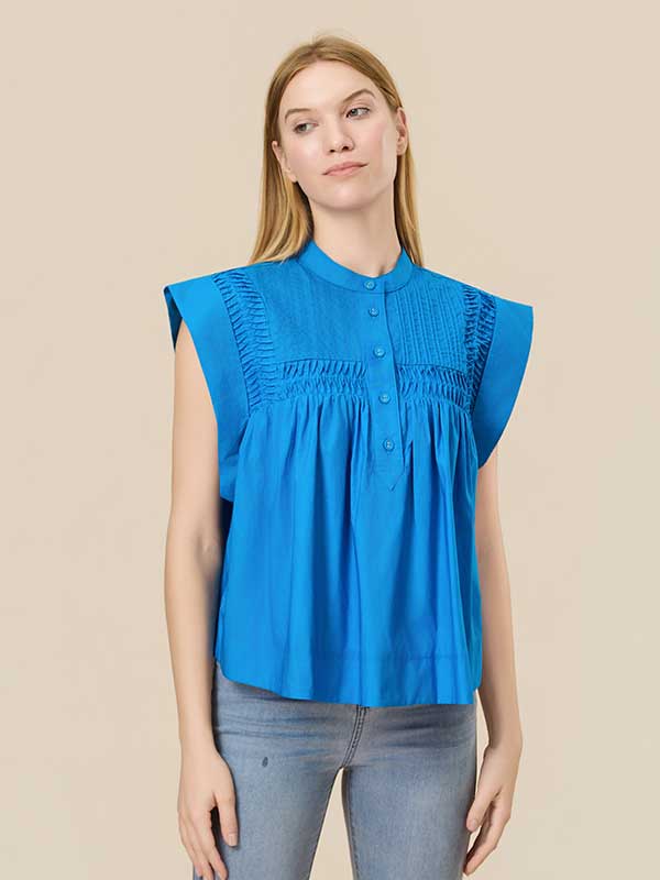 Crew Neck Buttons Solid Shirt