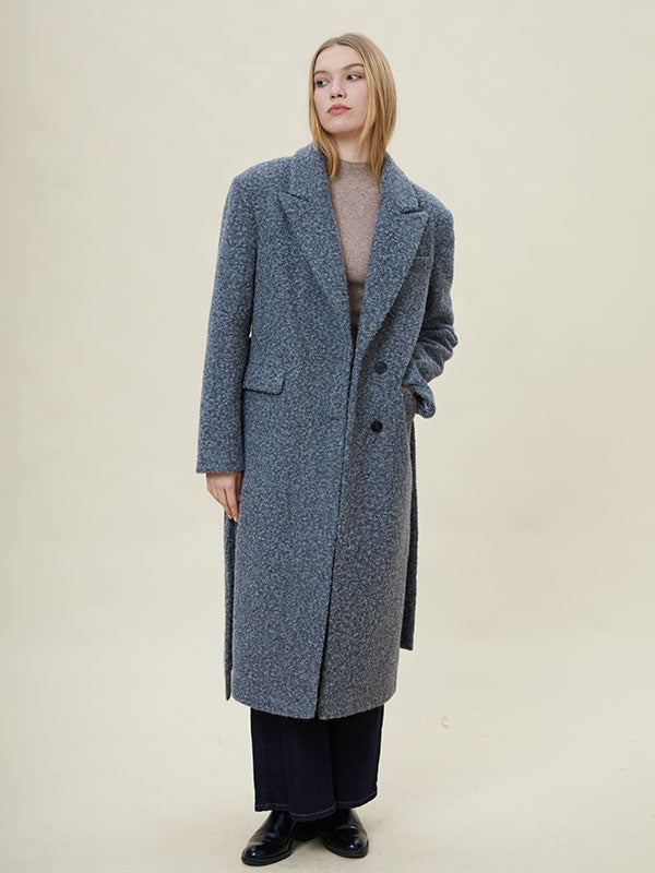 Notch Laepl Belt Slit Flap Pocket Coat