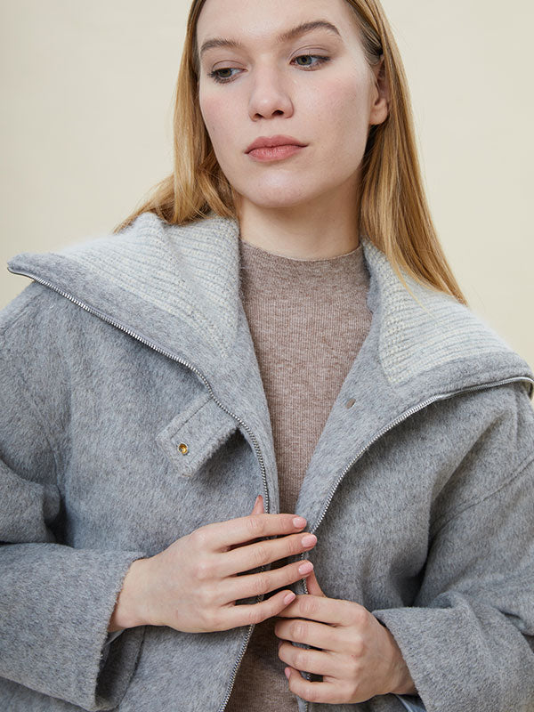 Cozy Hooded  Zipper Patchwork Jacket