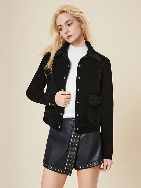 Turn Down Neck Single Breasted Jacket