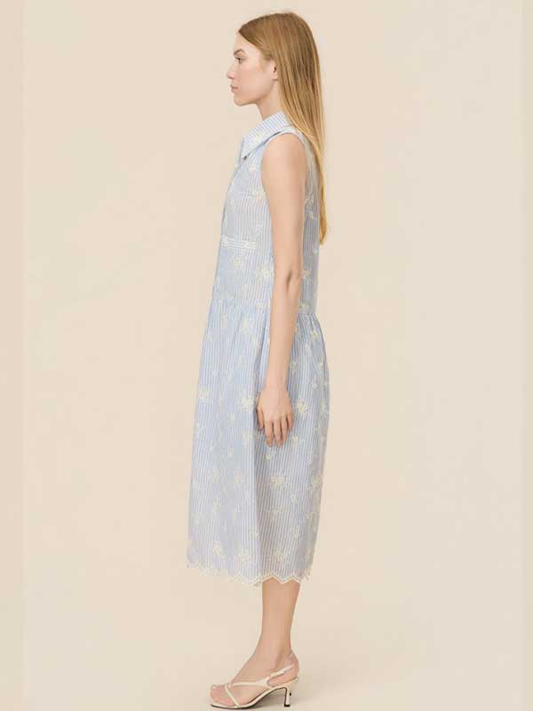 Striped Patch Pocket Maxi Dress