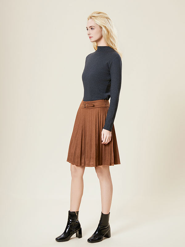 Adjustment Buckle Pleated Bodice Mini Skirt