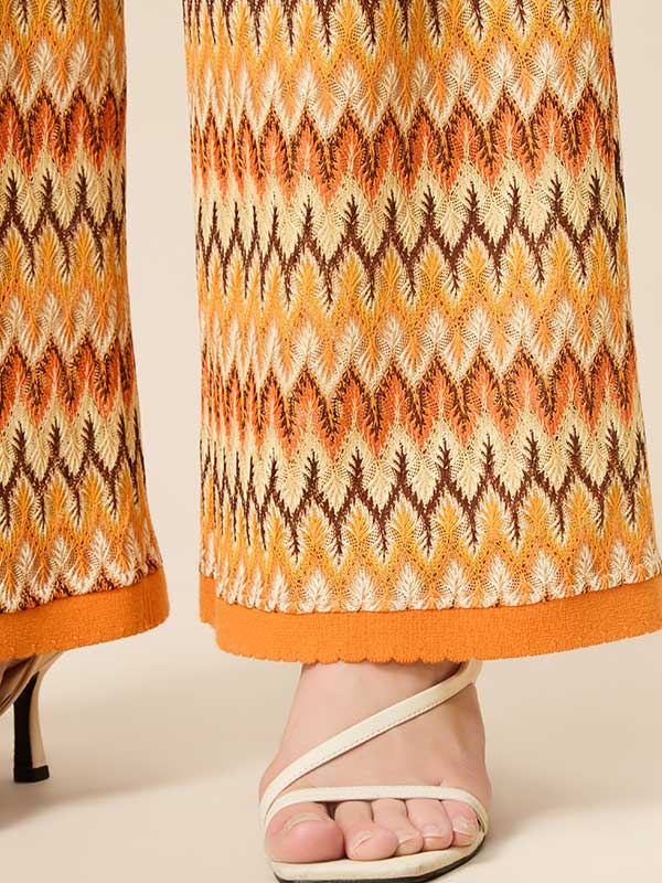 Wave Striped Round Neck Outfit Sets
