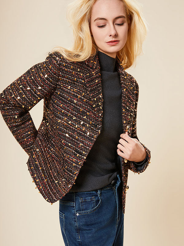 Notch Lapel Tweed Assorted Colors Jacket