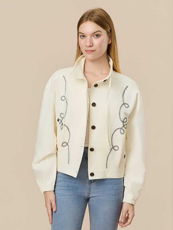 Geometric Mock Collar Jacket