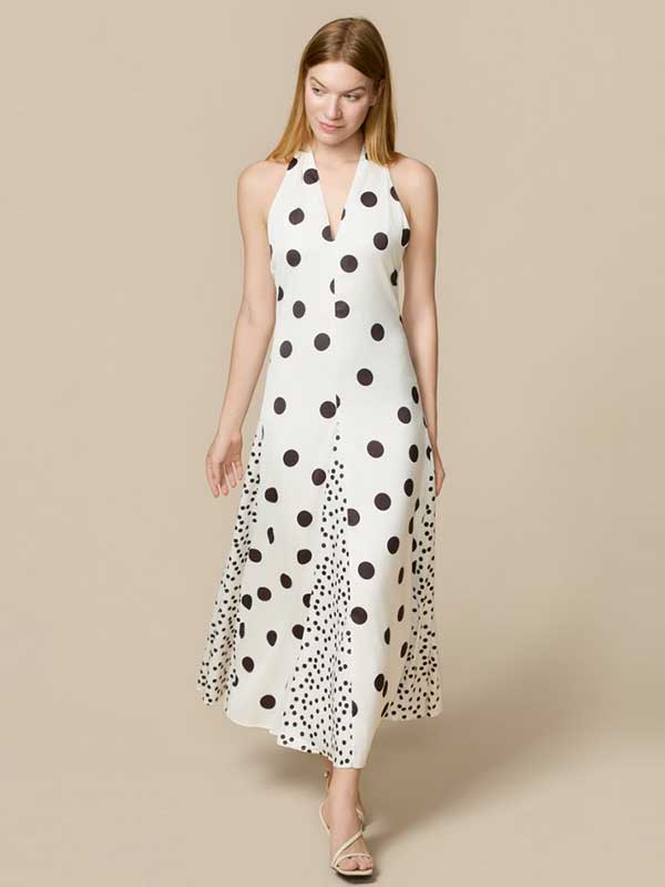 Halter Polka Dot Maxi Dress