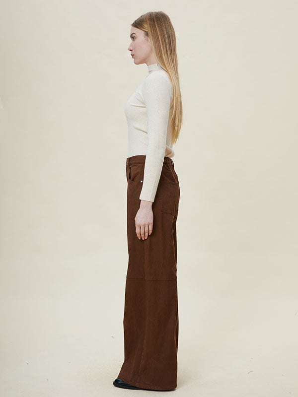 Single Button Zipper Straight Pants