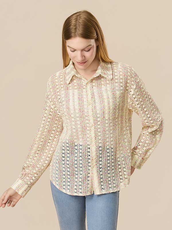 Hollow Out Assorted Colors Shirt