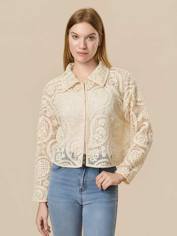 Paisley Hollow Out Solid Shirt