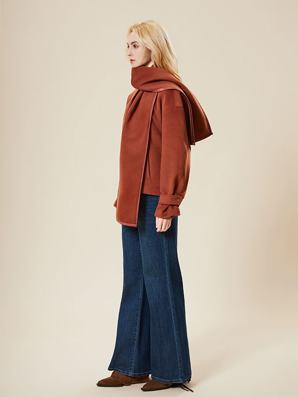 Creative Scarf Collar Single Breasted Jacket