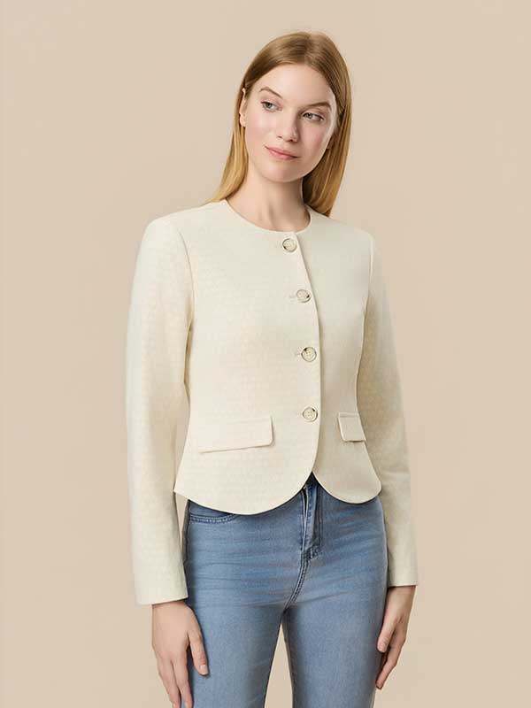 Asymmetric Hem Roud Neck Jacket