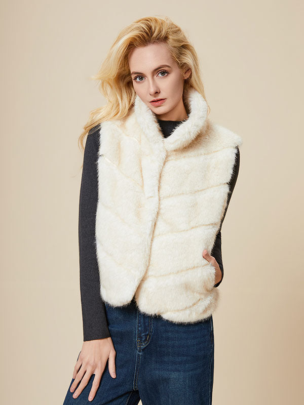 Deconstruction Band Patchwork Fur Vest