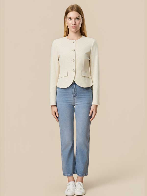 Asymmetric Hem Roud Neck Jacket