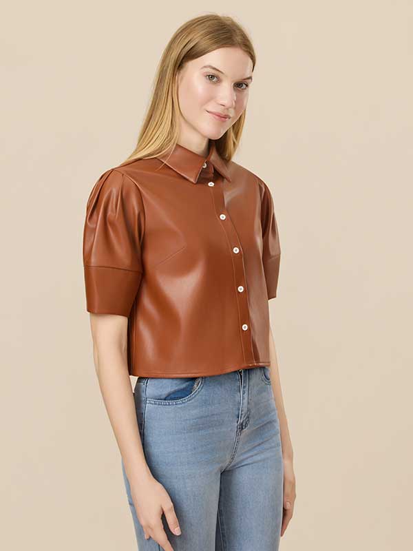 Button Down Collar Single Breasted Shirt