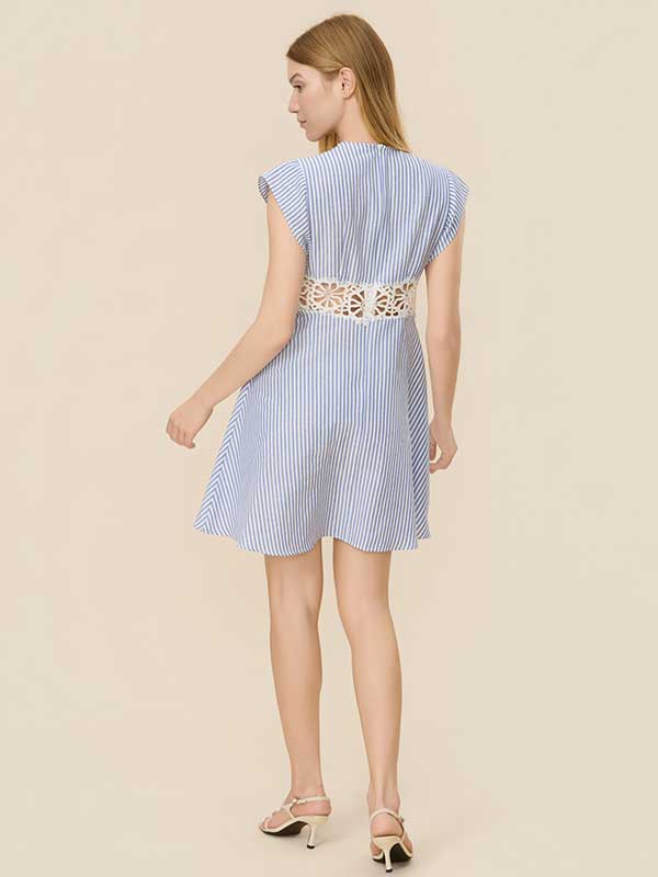 Striped Hollow Out Mini Dress