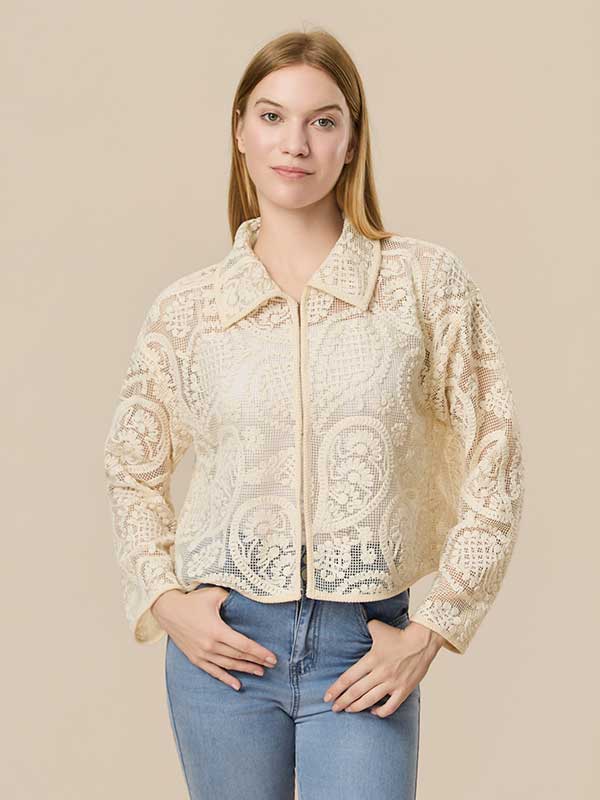Paisley Hollow Out Solid Shirt
