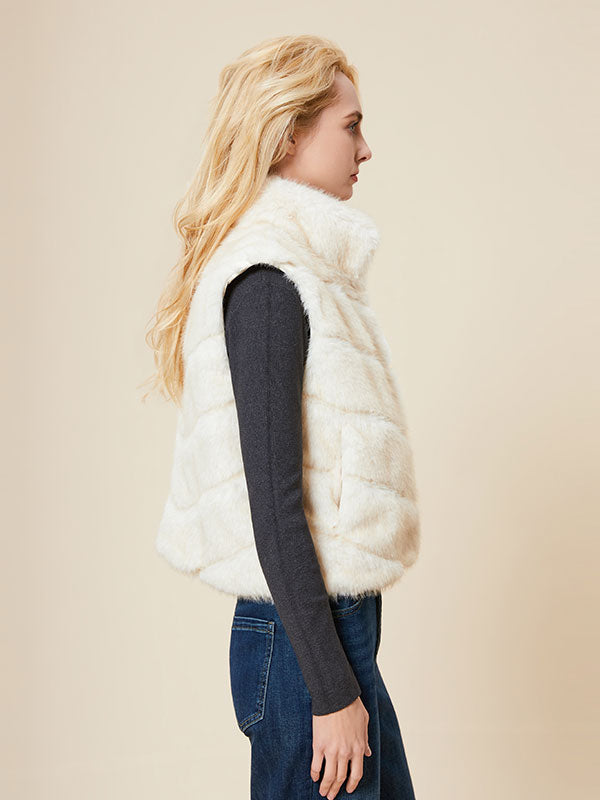 Deconstruction Band Patchwork Fur Vest