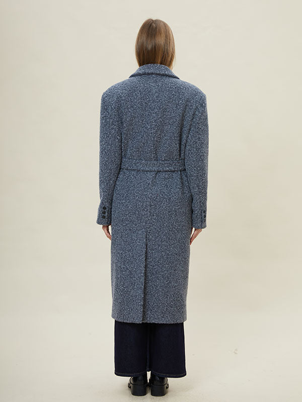 Notch Laepl Belt Slit Flap Pocket Coat