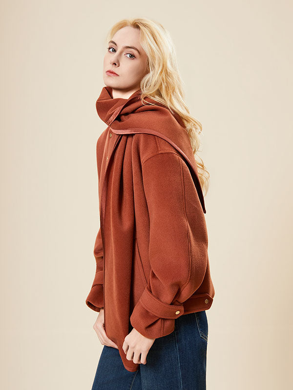 Creative Scarf Collar Single Breasted Jacket