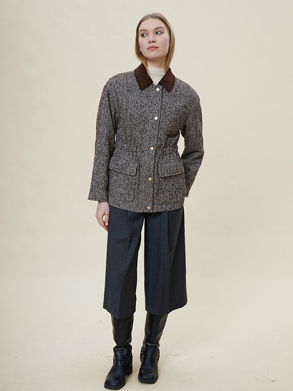 Elastic Waist Assorted Colors Color Block Jacket